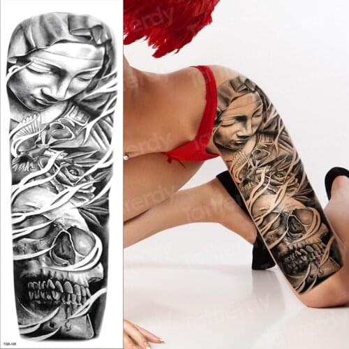 Large temporary tattoo full arm sleeve leg body stickers fake tattoo women sexy decal waterproof tribal dragon pattern tattoo