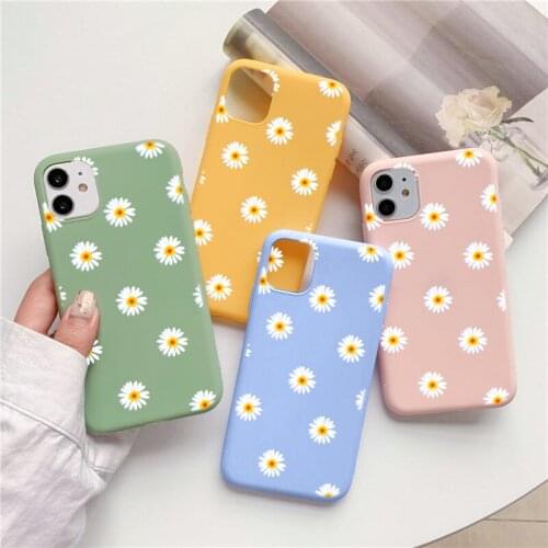 Art Flower Daisy Phone Cover For iPhone 12 Mini 11 Pro Max X XR XS Max 6s 7 8 Plus 5 SE 2020 Shockproof Soft Silicone TPU Cases