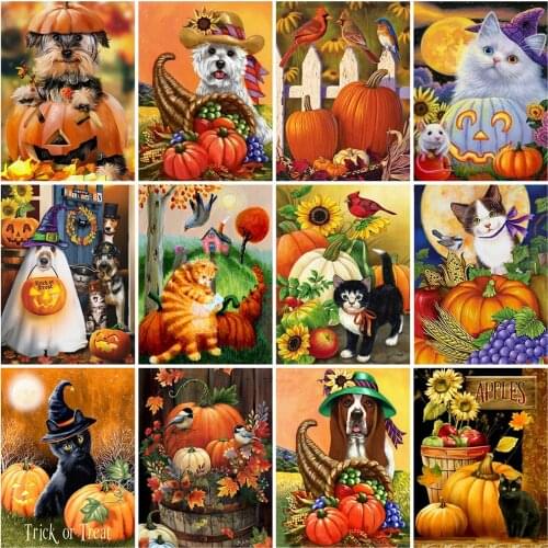 Evershine 5D DIY Diamond Painting Cat Rhinestone Picture Diamond Embroidery Dog Animal Cross Stitch Halloween Decor Gift