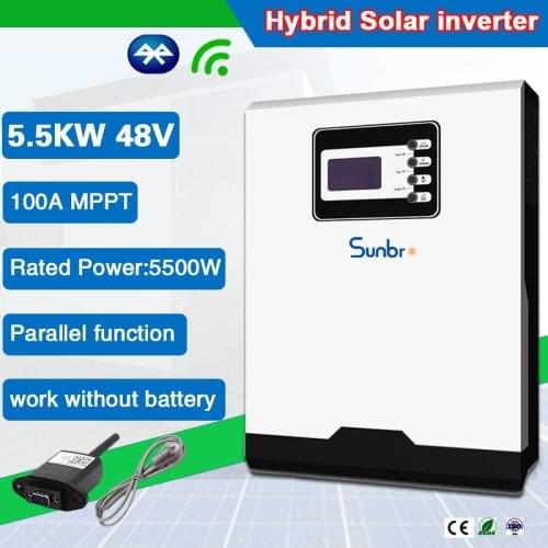 Parallel Function 5.5KW 48VDC 230VAC 100A MPPT Pure Sine Wave Off Grid Hybrid Solar Inverter With WiFI Bluetooth