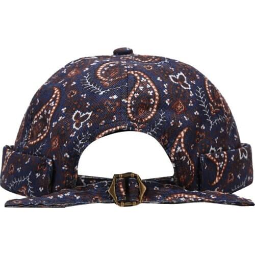 Vintage Cotton Beanie Hats Women Men Autumn Landlord Hat Streetwear Hip Hop Brimless Hat Cashew Pattern Docker Cap Adjustable