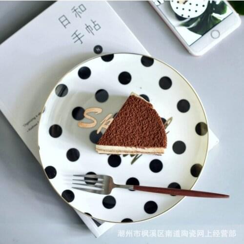 Nordic ceramic cake plate Creative afternoon tea Western tableware Dot pattern Dessert decoration plate