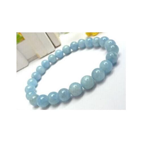 Pretty 8mm Natural Jade Round Beads elastic Bracelet
