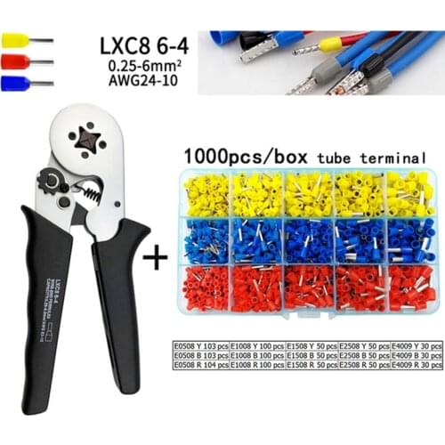 Mini-Type Self-Adjustable Crimping Pliers for 0.25-6mm 24-10AWG Electrical Tube Terminals Crimper Cable Hands Tools set