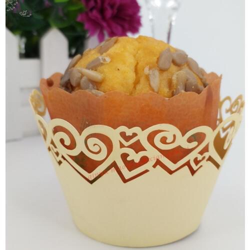 Multicolor 100PCS Heart Laser Cut Cupcake Wrapper Liner Baking Cup Hollow Paper Cake Cup DIY Baking Fondant Moulds 5zSH164