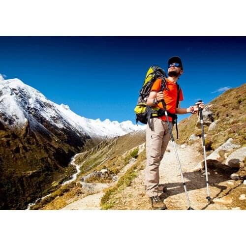 Alloy Material Outdoor Defense Tactical Stick Trekking Pole Mountaineering Camping Equipment Multifunctional Folding Tool Hike