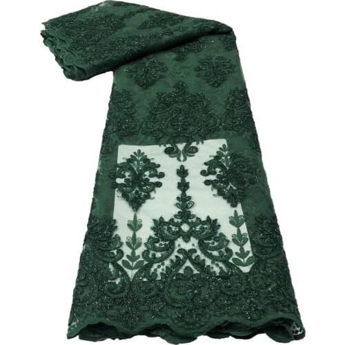 Fashion African French Sequins Lace Fabric 2020 High Quality Lace Green Lace Fabric Nigerian Tulle Mesh Lace Fabrics For Wedding