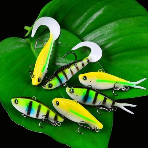 Soft Lead Fish Fishing Lures With T Tail Soft Fly Fishing Lure with 2 Hook Baits Artificial Crankbait Jig Wobblers 9cm 16.5g