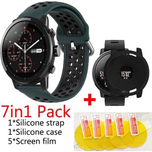 7in1 Pack for Huami Amazfit Stratos 2 2S strap Smart Watch Silicone band+soft case cover +amazfit stratos screen protector film