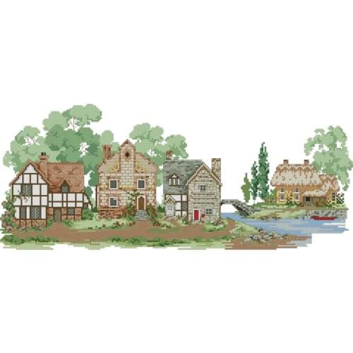 Bu-40667 rural England Cross Stitch Set Cross-stitch Kit Embroidery Needlework Craft Packages Cotton Fabric Floss