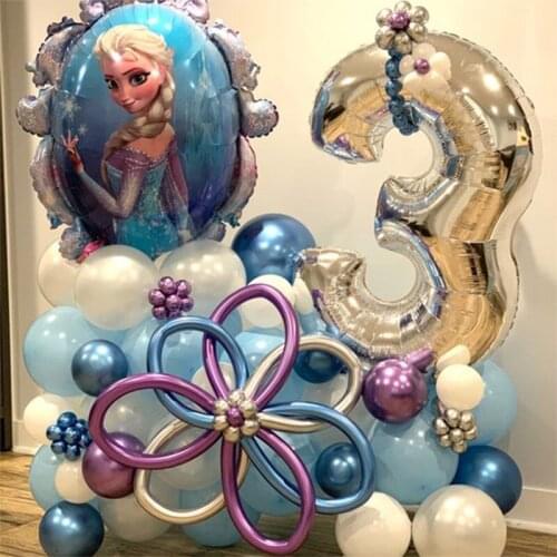 79pcs Disney Frozen Balloons Set Latex Balloon Garland Arch Kit For Kids Girls Happy Birthday Party Supplies Baby Shower Decor