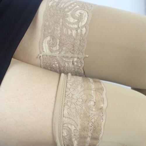 2018Sexy Embroidery Peacock Feathers Stocking Thigh Highs for Women Silicone Striped Top with Elastic To Prevent Slipping 120Den