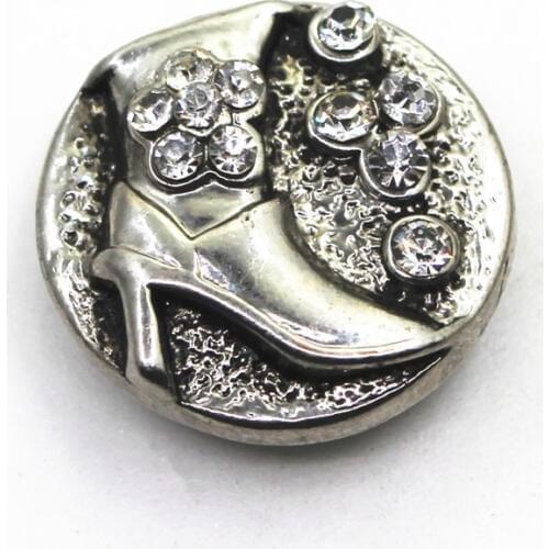 Wholesale 10pcs crystal high heel shoe Snap Buttons fit 18mm Snap Bracelet Bangles DIY Jewelry sport Snap Pendant Charms