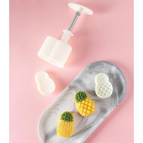 DIY Plastic Mooncake Mold 50g Cookie Cutter with Pineapple Lotus Stamp Hand Press Chocolate Moon Cake Mould DIY Bakeware