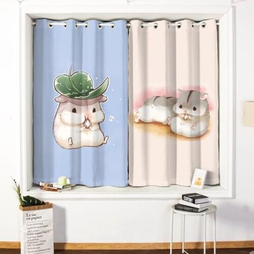 Custom Nursery Kids Children Window Curtain Drape Hangings for Living Room Bedroom Curtain Hamster Dog Panda Bear Green Blue
