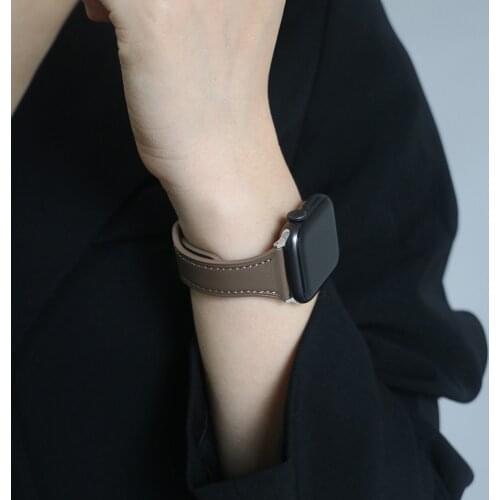 100% genuine leather loop strap for Apple watch band 38mm 40mm 44mm 40mm for iwatch 6 se 5 4 3 2 1 wrist band