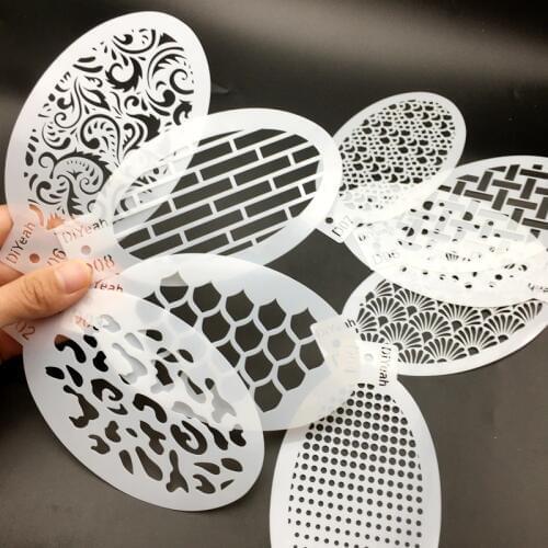 Face Painting Stencils Pro Body Art template Dots Fish Scale Leopard Print Bricks Angel Rainbow Prastice Makeup 9 pcs 14*7.5cm