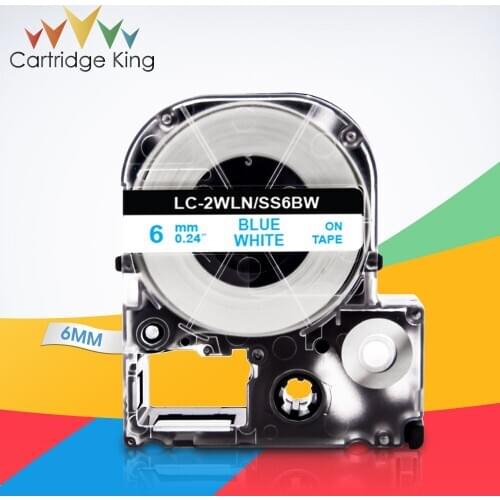 Blue on White SS6BW LV-4WLN 6mm*8m Labels Tapes for Epson King Jim TepraPro C410 LW-400 LW-400L LW-K400L Label Printer Ribbon