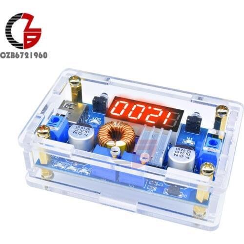 5A 75W DC-DC Step Down Buck Converter LED Digital Voltmeter 5-36V to 1.25-32V CC CV Power Voltage Regulator USB Protective Case