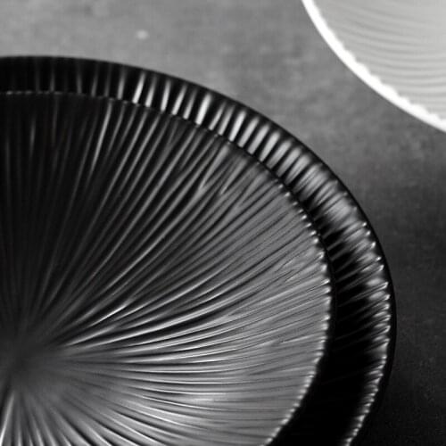 Ins Japanese color glaze food plate creative Western steak plate family breakfast salad plate ceramic tableware