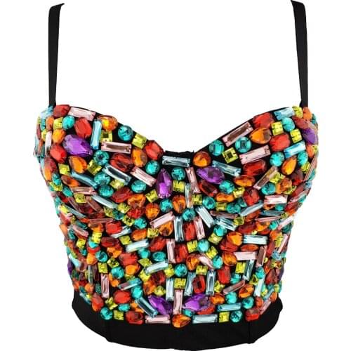 New Arrival Women Sexy Designer Candy Colorful Beading Camisole Tops Ladies Summer 2021 Short Camis Crop Tops