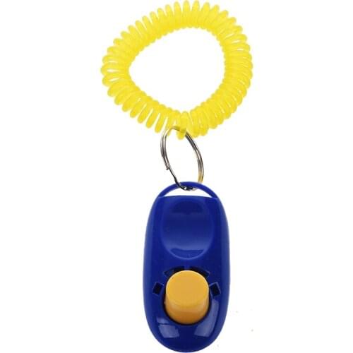 Pet dog puppy training clicker with wrist strappy (blue)