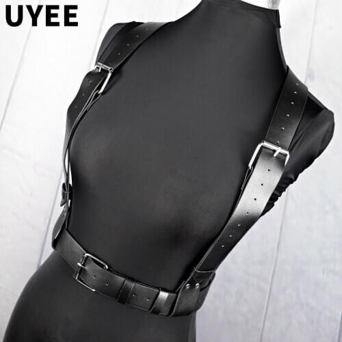 UYEE Women Suspender Leather Harness Belt Chain Body Sexy Bondage Women Harness Gothic Garter Belt Lingerie Harajuku Punk