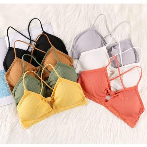 Women Wireless Wrapped Chest Bra Tank Top Underwear Padded Cotton Solid Lingerie Female Crop Tops Cross Strap Back Breathable