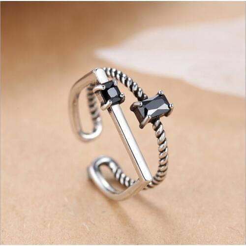 Bohemian Vintage Silver Color Crystal Rings For Women Gift Bijoux Adjustable Finger Antique Engagement Rings Anillos