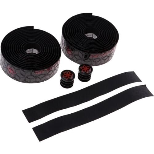 1 Pair Print Pattern Road Bike Handlebar Tape Wrap with 2 Plugs - 5 Colors
