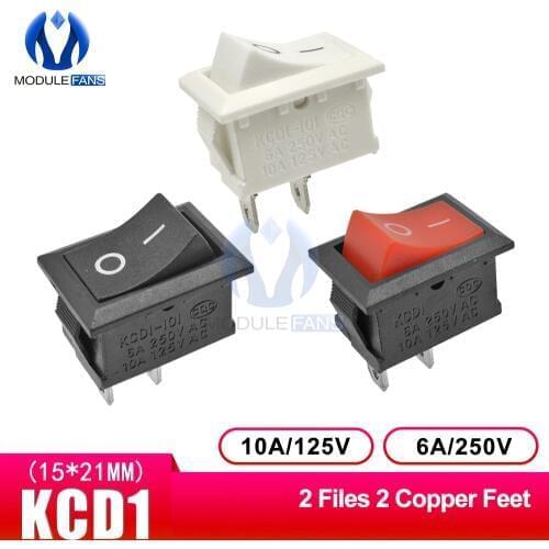 10PCS/Lot 6A AC 250V AC250V Rocker Switch Boat Power Switch 2 Position 2 Pin 2Pin Light Switch15*21mm 15X21mm Without Light