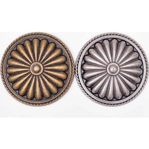 10pcs 1-3/8" 35MM Rivetback Antique Silver /Brass Western Tribal Flower Leathercraft Bag Wallet Belt Saddle Concho Decor