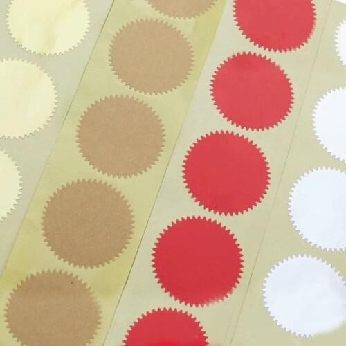 100pcs/lot 45MM Blank Kraft paper Gear stickers gold/silver/red self-adhesive seal sticker DIY labels