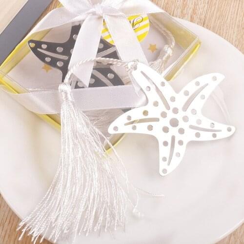 100PCS baby shower favor starfish bookmark with tassel guest souvenirs bridal shower favors gift wedding party return gift