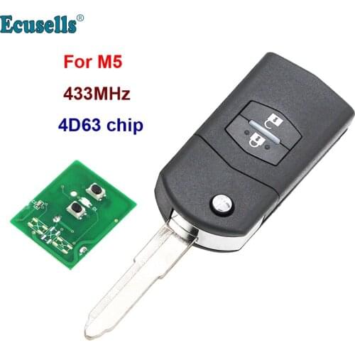 2 Buttons Flip Remote Key fob 433MHZ with 4D63 chip For M5 Mazda 5