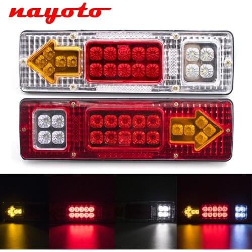 2Pcs 12V 24V Car Truck Trailer 19 LED Tail Light Brake Stop Turn Indicator Signal Lamp Rear Reverse Lamp Lorry Caravans Camper