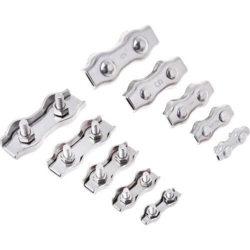 2019 New 2pcs Stainless Steel Wire Rope Clips Double Grips Cable Clamps For Wires 2mm 3mm 4mm 5mm 6mm Hardware