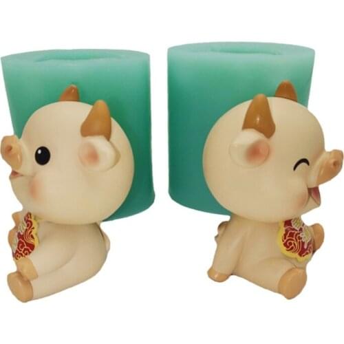 2021 New Years Mascot Calf Silicone Mold 3D Chocolate Resin Craft Silicone Mold