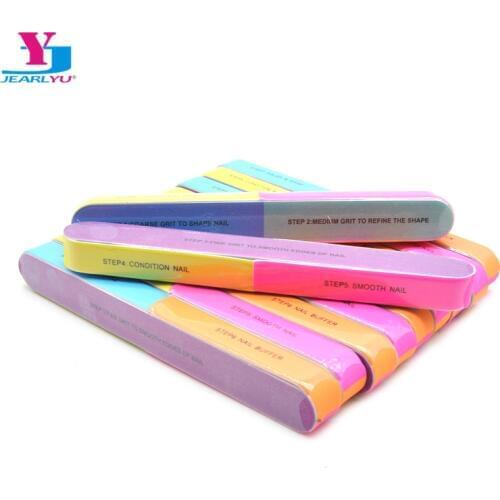 5Pcs/lot Acrylic Nail File Buffer Set Nail Sanding File Block 7 Side Professional Nail Buffer Makeup Portable Manicure Nail Tool
