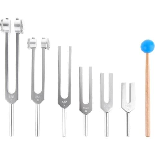 6Pcs/Set Aluminum 128Hz-4096Hz Tuning Fork Kit Healing Sound Vibration 517A