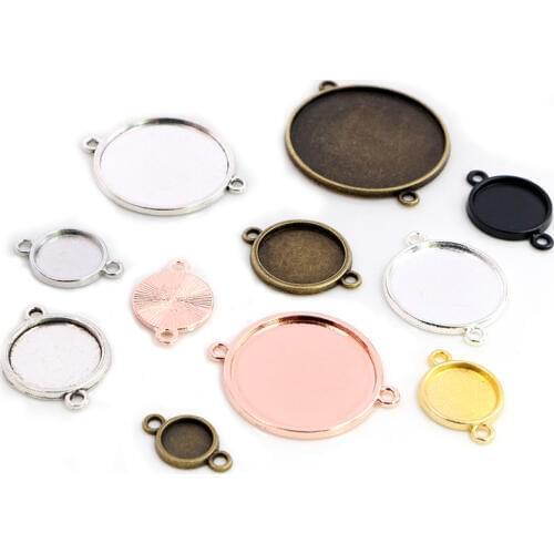 8-30mm Inner Size Classic 7 Colors Plated One Sided Double Hanging Simple Style Cabochon Base Setting Charms Pendant