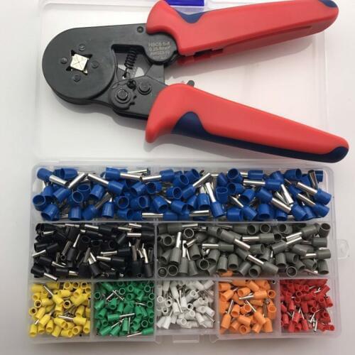 800Pcs Crimping Terminals +1Pcs Crimping Plier Sets AWG23-10 Wire Cable Tube Terminals Crimping Pliers Multi Hand Tools