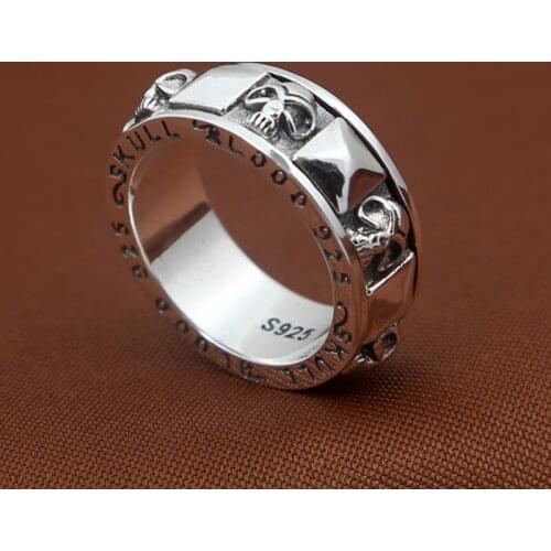 925 STERLING SILVER skull rotate punk RING jewelry Men gift A5750