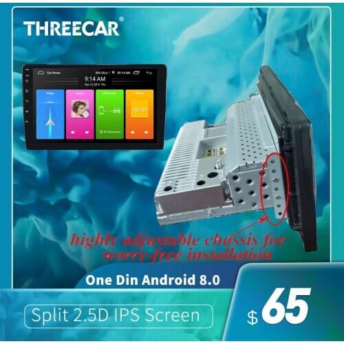 1 din Car Android 8.1 Multimedia Player Quad Core Split 2.5D IPS Screen GPS navigation Wifi Bluetooth Audio stereo (1+16)