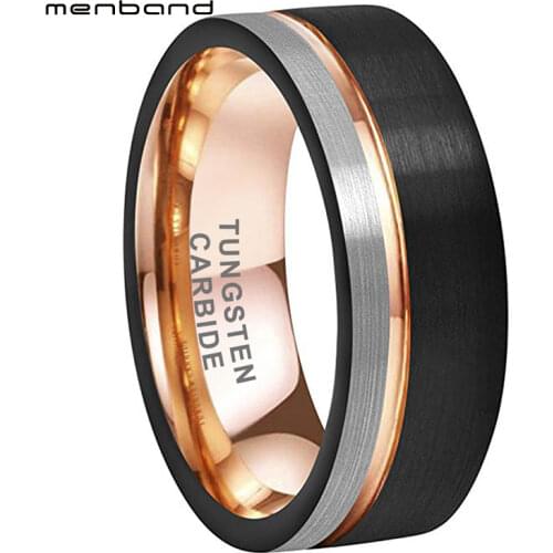 Black Rose Gold Wedding Ring Tungsten Carbide Ring 6MM 8MM For Men And Women Comfort Fit