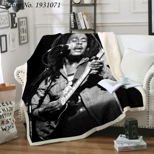 Bob Marley Reggae Singer 3D Print Throw Plush Sherpa Blanket Thin Quilt Sofa Chair Bedding Supply Adults Kids 01