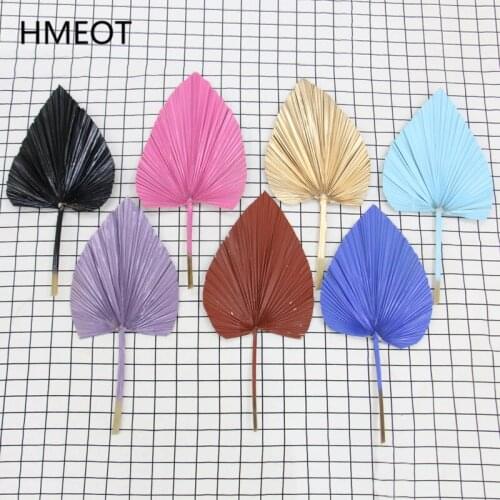 Colored Pufan Leaves Dried Flower Artificial Plants Forest Wedding Arch Flower Arrangements Dry Fan Leaf Home Decor Photo Props