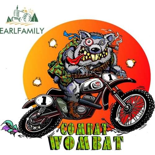 EARLFAMILY 13cm x 11cm Combat Wombat Motorcycle Motocross Vintage Dirt Bike Car Sticker Window Bumper Decal JDM Graphic