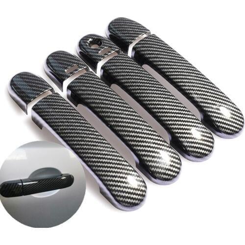 For Nissan Note E11 2005-2012 Chrome Carbon Fiber Car Door Handle Covers Accessories Trim Car Styling Overlay Stickers Decals