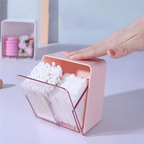 Creative Double-grid Organizer Cotton Swab Storage Box Dormitory Bathroom Lipstick Finishing Storage Container With Lid